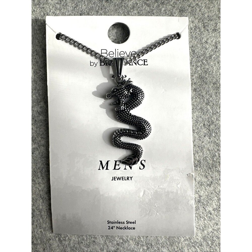 Believe by Brilliance‎ Stainless Steel 24" Necklace Silver Tone Serpent Snake